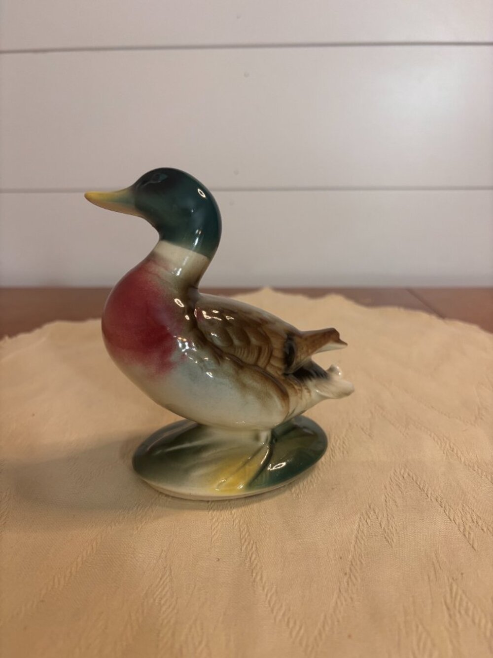 VTG 5 in Small Ceramic Hand Painted Duck Figurine Cottage Farm Cabin Decor